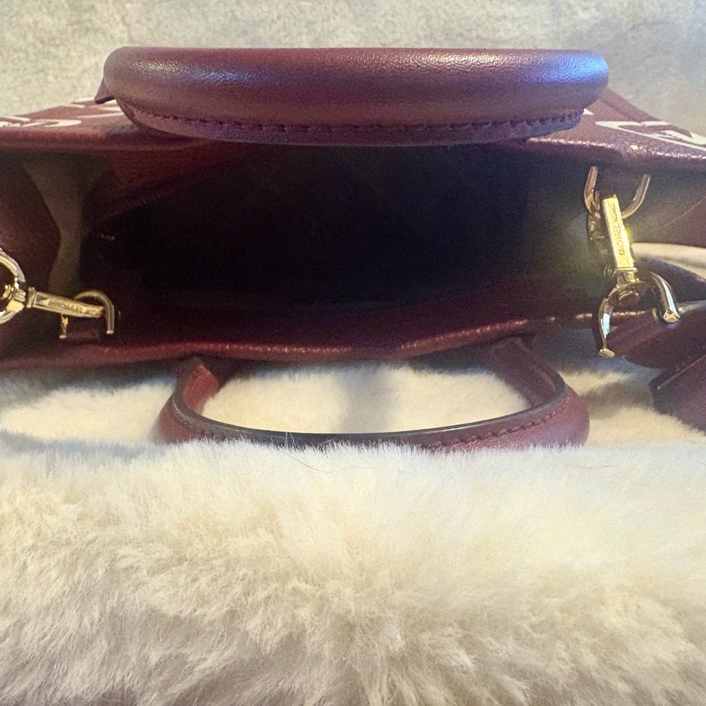 Michael Kors Burgundy and White Crossbody Tote - Picture 7 of 7